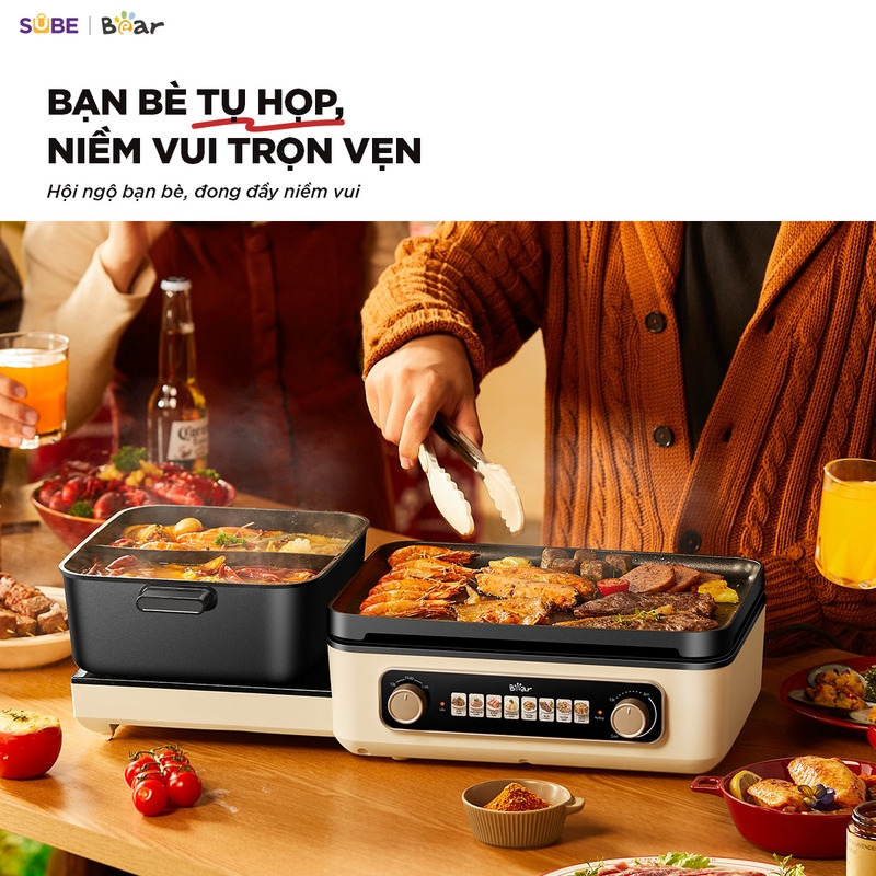[SALE 20/10] Nồi lẩu nướng đa năng Bear 4L GR-5H22R83